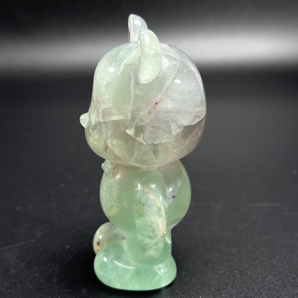 Natural Rainbow Fluorite Gummy Bear Hand Carved UVs Stone Crystal 4" 296g - Picture 2 of 12